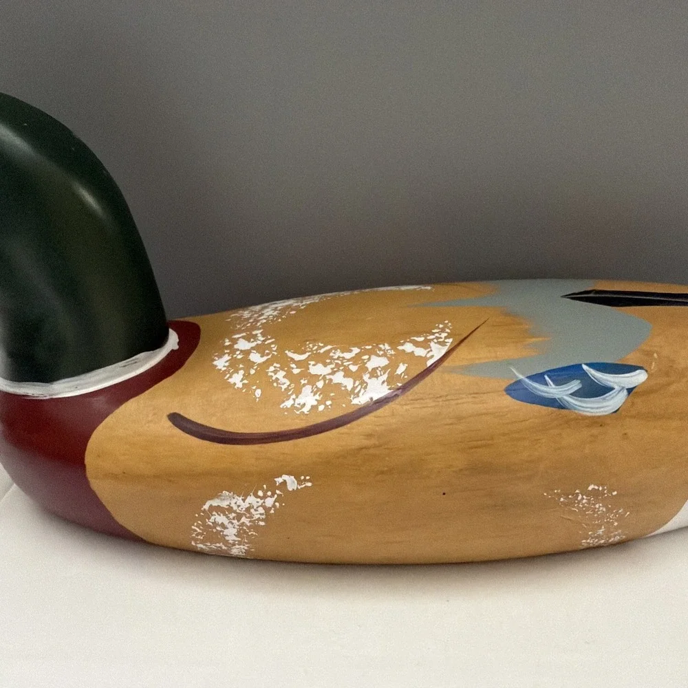 Vintage Carved large Wooden Mallard Duck Decoy‎ Decorative Hand Painted 14